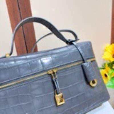 wholesale quality loro piana extra bag l27 alligator crystal grey golden hardware